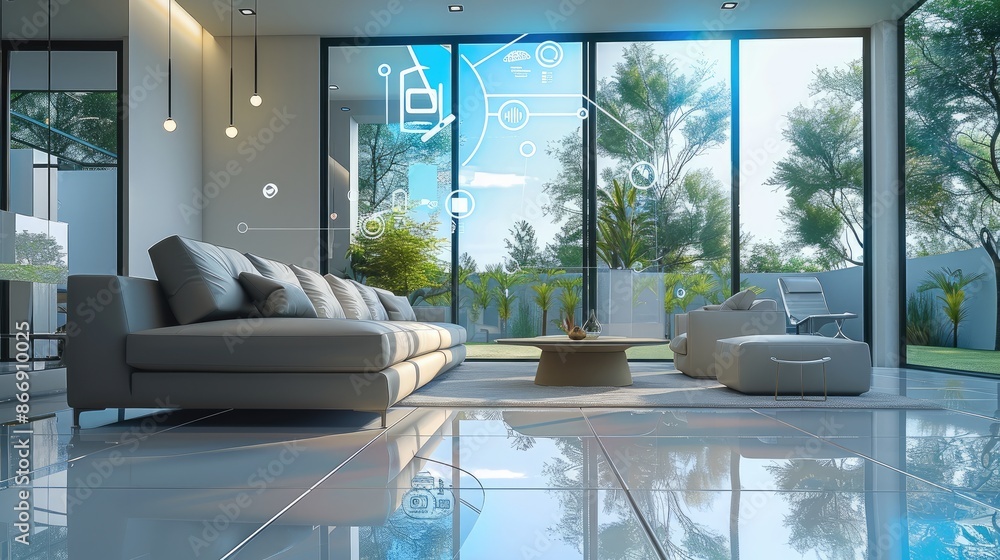 Aufkleber Smart home system with AI technologies. Generative AI.