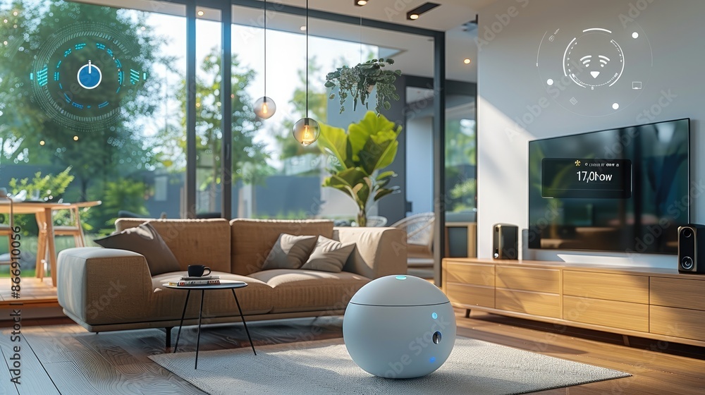 Fototapete Smart home system with AI technologies. Generative AI.