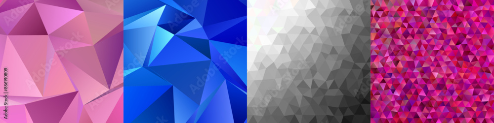 Poster chaotic triangle polygon background collection