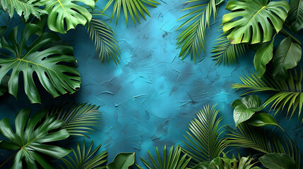 Fototapeta premium Tropical Palm leaves. Summer exotic trendy background with place for text