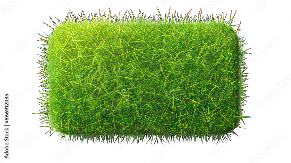Poster rectangle green grass button isolated on white created with generative ai