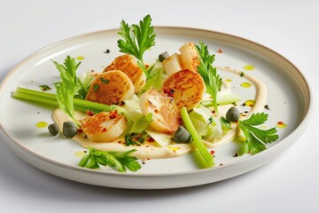 Tangy Mayonnaise-Based Sweetbread and Celery Root Salad