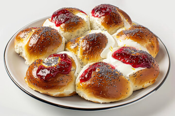 Elegant Challah Breakfast Buns with Cream Cheese, Raspberry Jam, and Lemon Drizzle