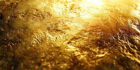 Close-up of a golden textured surface with a radiant glow, perfect for backgrounds, design projects, and luxury-themed artwork.