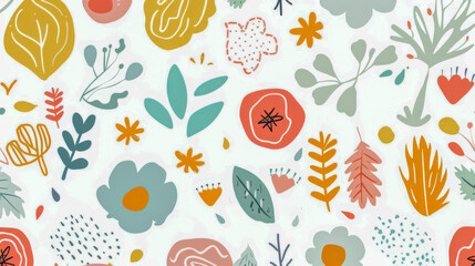 Minimalist floral vector pattern for children in subtle colors