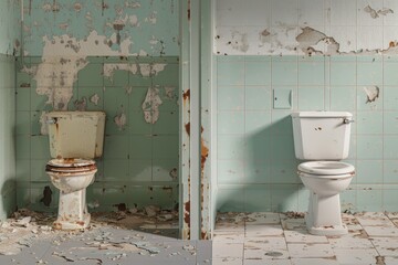 Toilet room grime and odor