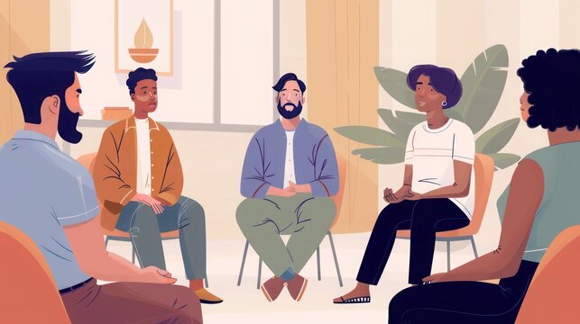 Employees participating in a mindfulness workshop, seated in a circle with a calm instructor