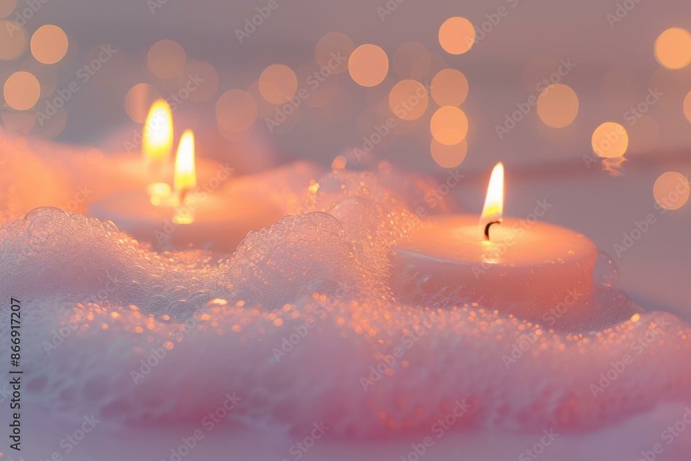Aufkleber Creating a serene and cozy candlelit ambiance with warm bokeh lighting and soft focus for an elegant and intimate setting