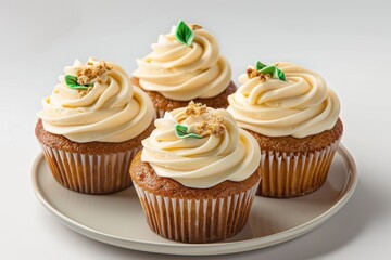 Champagne Cupcakes with Light and Airy Buttercream Frosting and Green Gum Paste Leaves