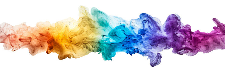 Colorful ink cloud in water isolated on transparent background