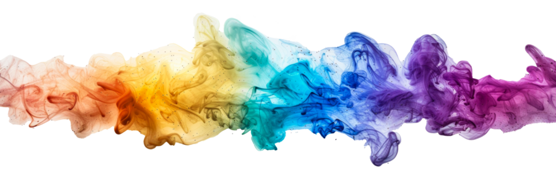 Colorful ink cloud in water isolated on transparent background
