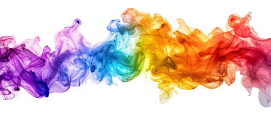 Colorful ink cloud in water isolated on transparent background