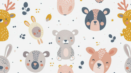 Obraz premium A minimalist pattern with animals for children in subtle colors