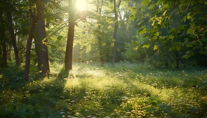 Fototapeta premium morning in the woods forest