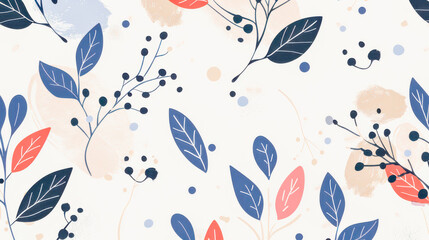 Minimalist vector pattern with abstract floral elements in subtle colors 
