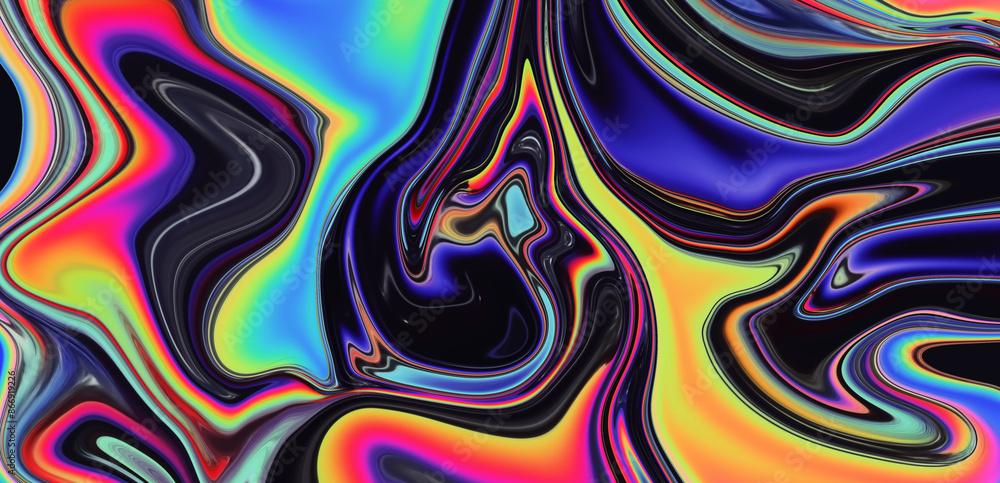 Aufkleber psychedelic trippy abstract background with curved acid stains.