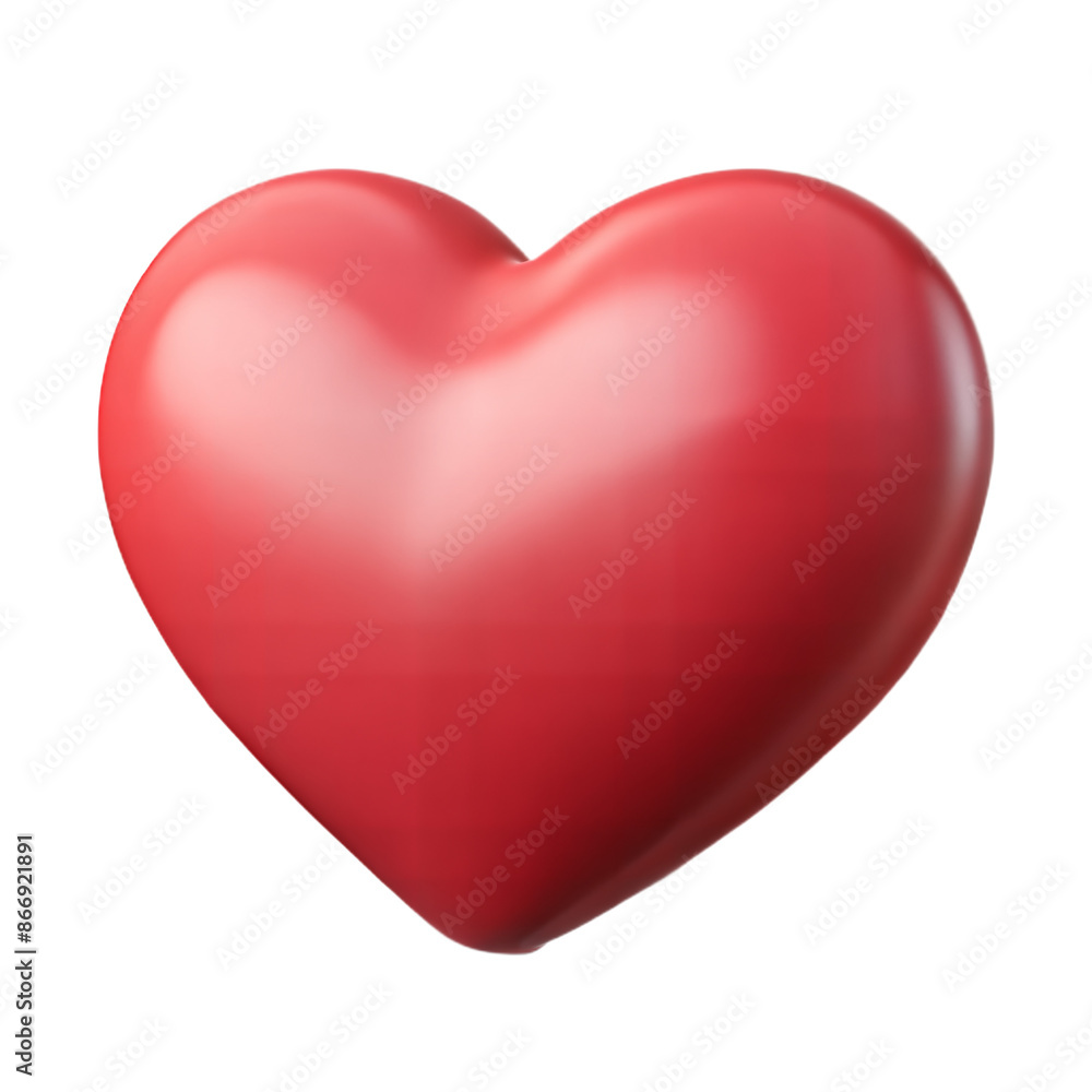 Poster red 3d heart shape rendered on transparent background