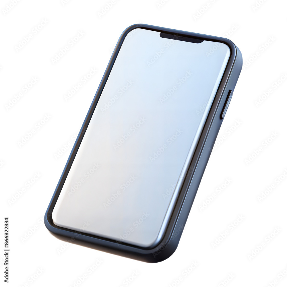 Poster black smartphone with blank screen on a transparent background