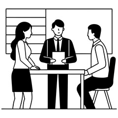 people talk in office silhouette vector art illustration
