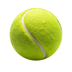 Single green tennis ball isolated isolated on transparent background