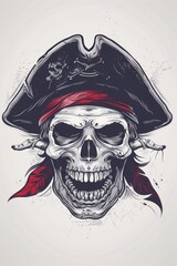 Fototapeta premium Pirate skull with hat and bandana