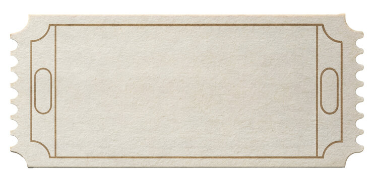 Blank vintage ticket with textured paper isolated on transparent background