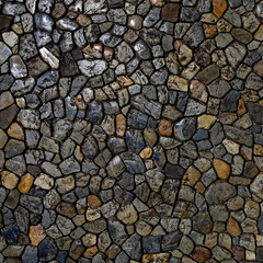 A photo of a floor covered with small paving stones for use as background material