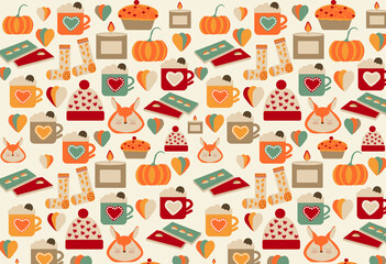 seamless pattern with fall icons