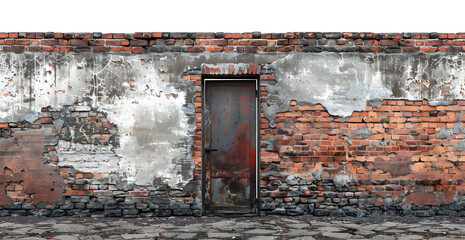 A brick wall with a rusty door