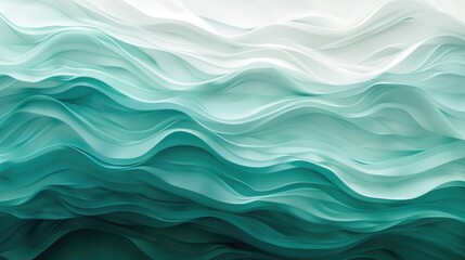 The artwork showcases abstract layered waves in teal and white tones, creating a tranquil and serene oceanic ambience AIG62