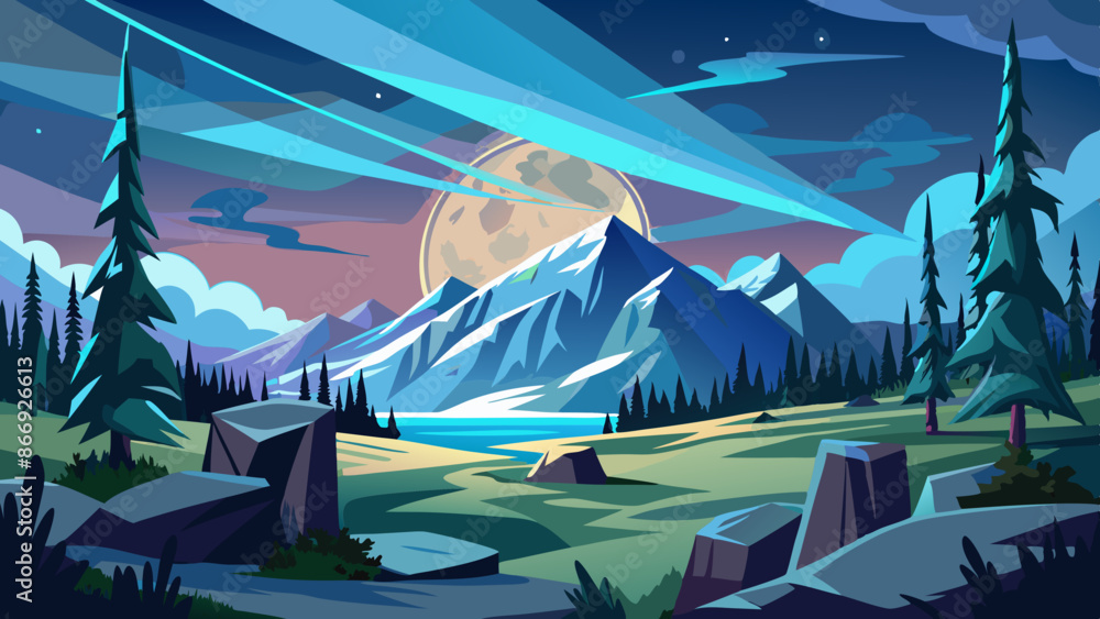 Poster landscape with mountains