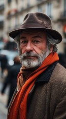 Middle-aged French man with a stylish hat