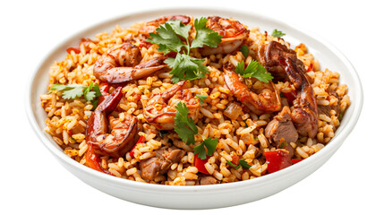 Fototapeta premium Shrimp fried rice dish on transparent background