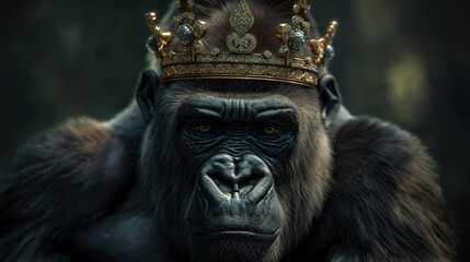 Obraz premium gorilla with elegant golden crown