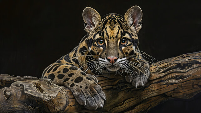 The leopard (Panthera pardus) is one of five extant species in the genus Panthera. It features pale yellow to dark golden fur adorned with dark spots arranged in rosettes.