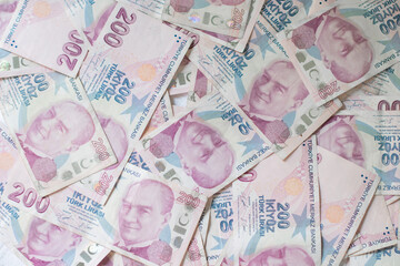 Turkish lira background, purple Turkish money, 200 tl banknotes, money background, texture, free...