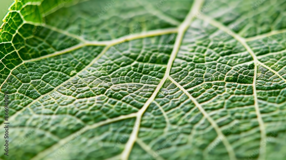 Aufkleber detailed close up of intricate vein patterns on a vibrant green leaf in macro view