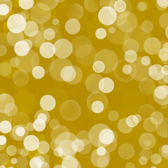 Circular golden bokeh sparkle glitter lights background. Magic christmas background. Elegant, shiny, metallic gold background