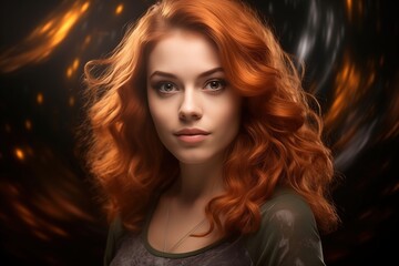 Fototapeta premium Portrait of a beautiful red-haired girl
