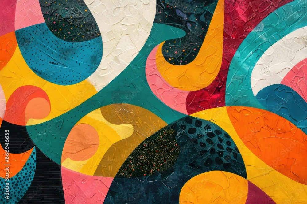 Aufkleber this abstract artwork showcases vibrant colors and flowing shapes, creating a dynamic and energetic 