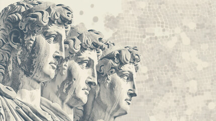 Obraz premium Halftone print with roman marble statues