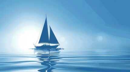 Fototapeta premium A minimalistic and elegant image of a sailboats silhouette on the water, perfect for showcasing sea travel and yachting. Generative AI