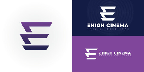 Abstract initial letters EC or CE logo in purple color isolated on multiple background colors. The logo is suitable for content media production studio logo vector design illustration inspiration