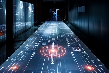 Fototapeta premium A high-tech fencing piste with sensors to track every touch