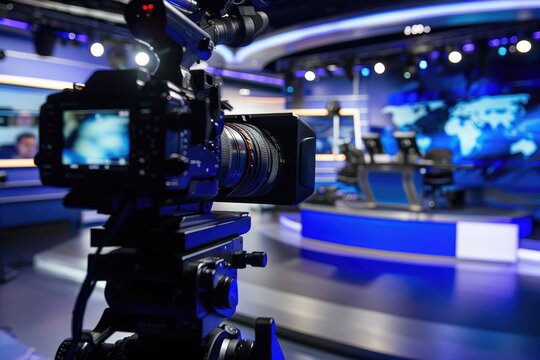  Journalistic hub: the newsroom background, illustrating the fast-paced atmosphere where news is gathered, verified, and delivered.