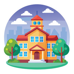 Naklejka premium School Building Vector Icon Illustration. Building And Landmark Icon Concept