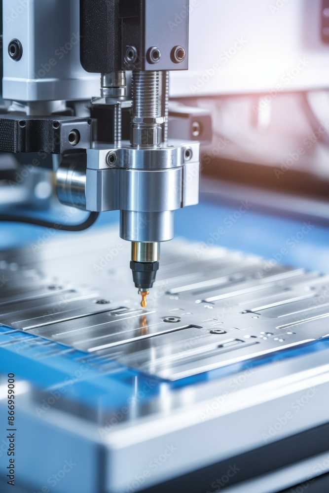Poster advanced cnc machine crafting drone body with precision modern engineering technologies at work