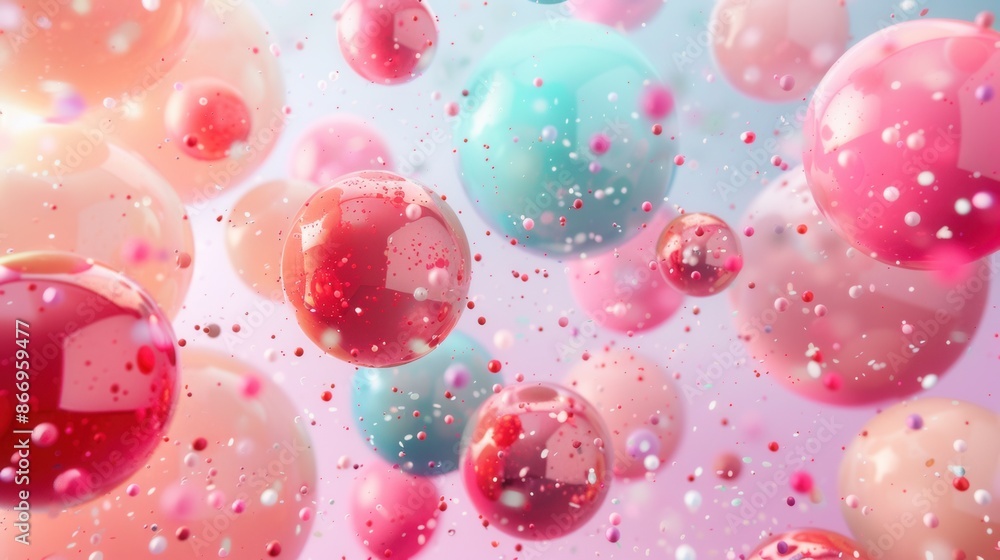 Poster a vibrant image of colorful balloons floating in the air, creating a cheerful and celebratory atmosp