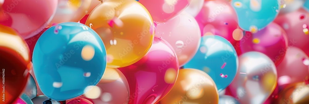 Aufkleber a vibrant backdrop of colorful balloons, perfect for adding a festive touch to your next celebration