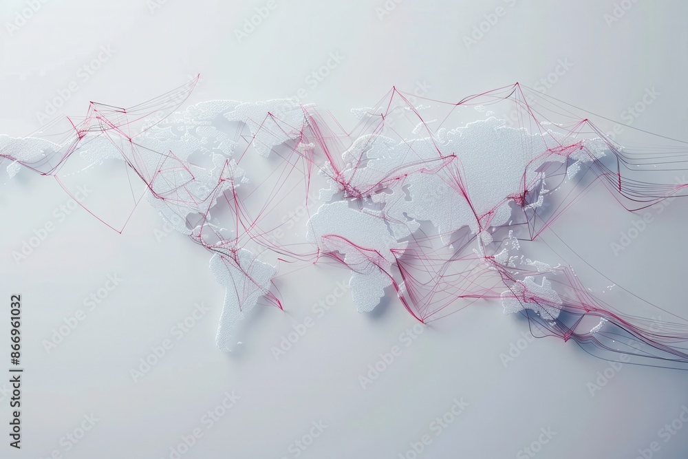 Fototapete a clean and modern background featuring a world map with highlighted routes, perfect for travel agen